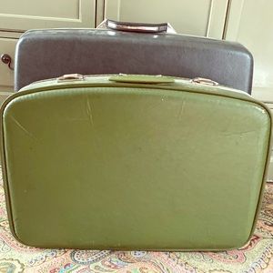 Vintage Green Hard Case Luggage Travel 60s 70s